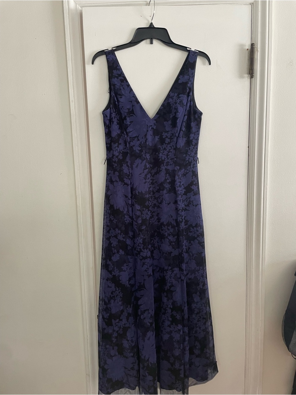Papell Boutique Navy and Black Floral Maxi Dress